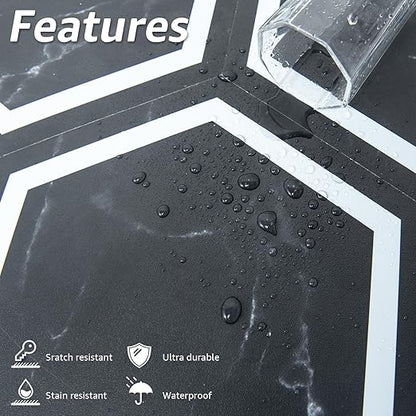Art3d 10-Pack Hexagon Peel and Stick Flooring Tile Marble Look, Self Adhesive Waterproof Vinyl Floor Tile for Living Room, Kitchen, Bathroom, Bedroom, 11.8" x 10.2" Black Marble