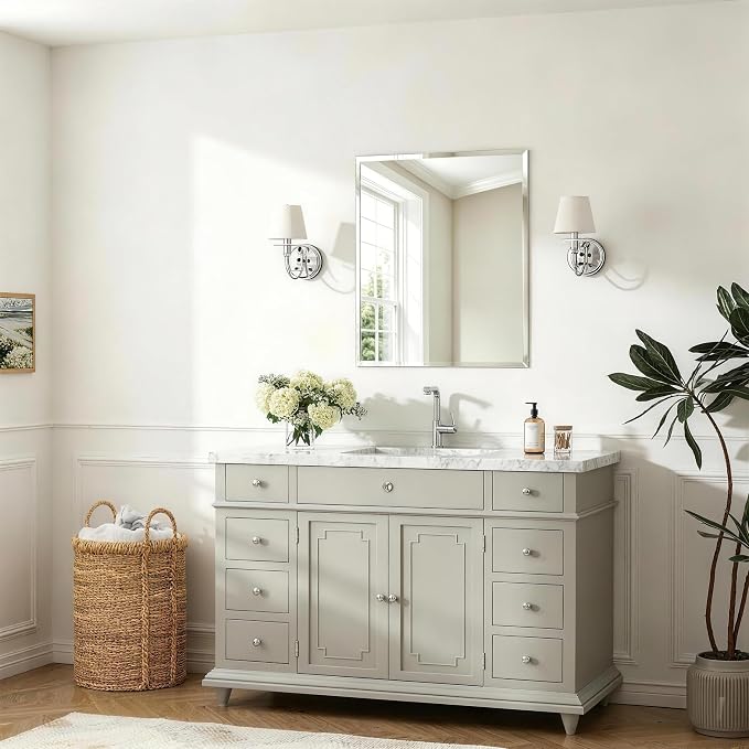 30x36 Inch Bathroom Mirrors for Over Sink, Frameless Mirrors for Wall | Beveled Bathroom Mirror, Bathroom Vanity Mirror for Bedroom Living Room Entryway Home Decor