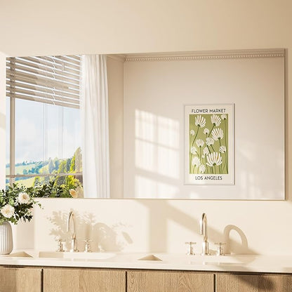 TETOTE 60" x 30" Frameless Vanity Mirrors, Rectangle Bathroom Mirror for Wall with Shatterproof Tempered Glass for Bedroom, Living Room, Entryway, Gym, Vertically/Horizontally