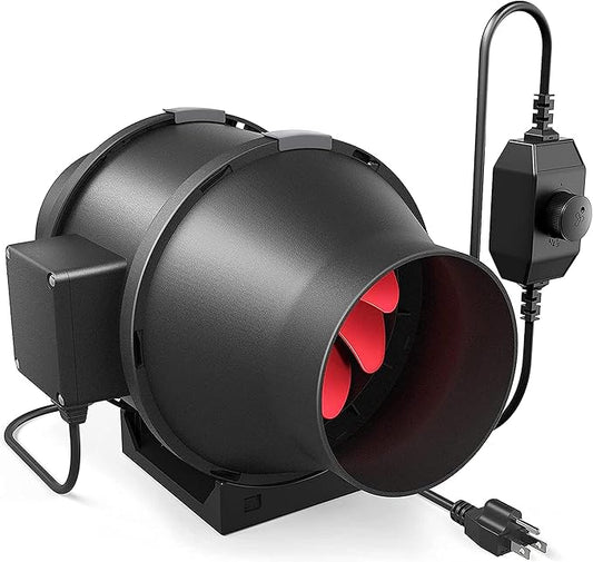 iPower 4 Inch 200 CFM Exhaust Inline Duct Fan with Variable Speed Controller HVAC Ventilation Blower for Grow Tents Garden