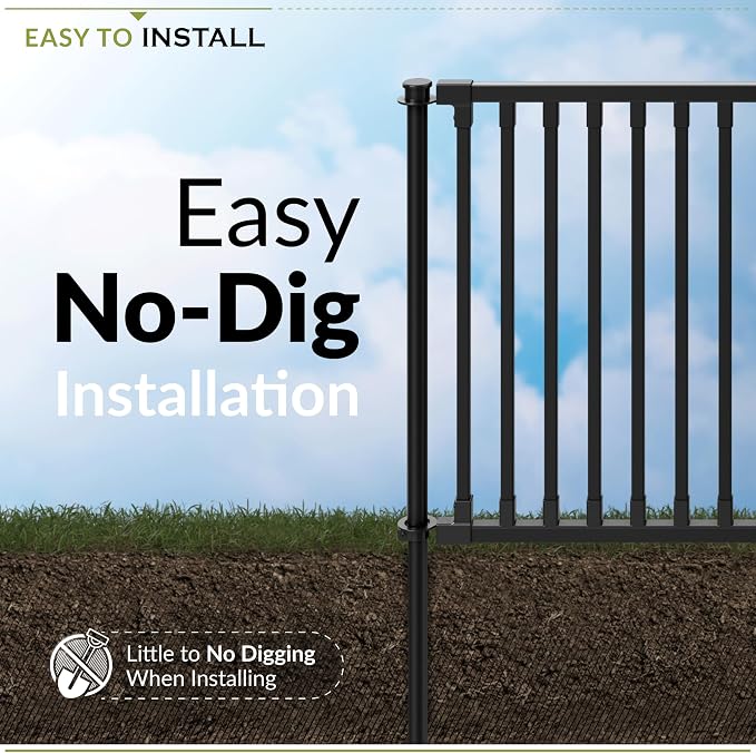 Zippity 24in Zurich Fence Kit, Poly-Steel DIY No Dig Kit | 24inH x 36inW, Black, 2 Panels, Small Dog Fence, ZP19086