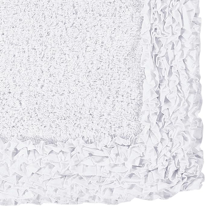 Better Trends Toilet Rugs U Shaped 100% Cotton, Non-Slip Washable 20" x 20" Rug Soft for Bathroom Floor Decor, Water Absorbent, Contour White Shaggy Border Collection