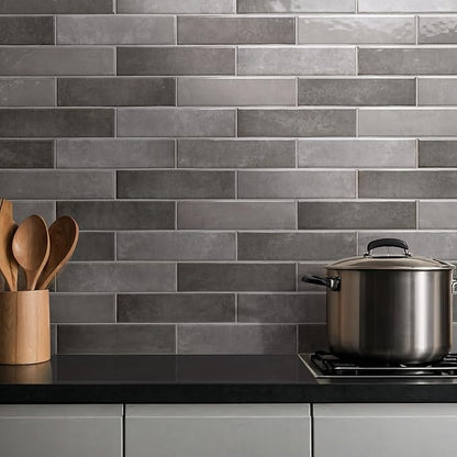 M S International Renzo Storm Glossy Ceramic Subway Tile for Bathroom, Kitchen Backsplash, Accent Wall, and Shower - Sample