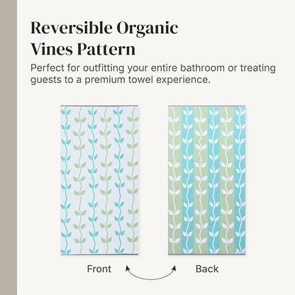 Modern Threads Natural Vine 6-Piece 100% Cotton Towel Set – Yarn Dyed Jacquard – Includes 2 Bath Towels, 2 Hand Towels, 2 Washcloths – Absorbent, Quick Dry, Soft & Durable – Sage Green