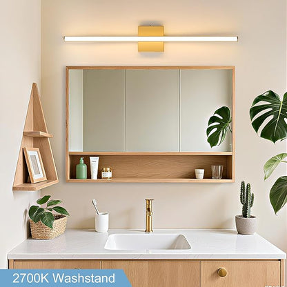Modern Bathroom Vanity Light 32 inch, Curved, Dimmable 5CCT Led Bathroom Light Fixture Over Mirror, Gold Bar Vanity Light for Bathroom Mirror Cabinets-ETL Certificated Modern LED Vanity Makeup Lights
