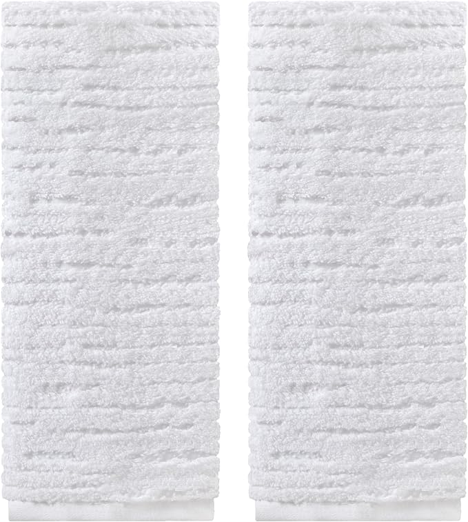 SKL Home CloudSoft Hand Towel Set, 2-Piece, 100% Cotton Luxury, White | Premium spa-level quality. 600 GSM weight. Ultra plush & absorbent. For use in the bathroom, kitchen, bar or any sink space.