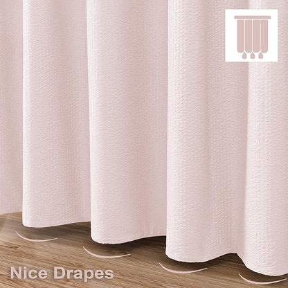 OVZME Long Stall Shower Curtain 54X78 inch, Embossed Textured Fabric Shower Curtain for Bathroom - Soft Cloth & Hotel Spa, Water Repellent, Machine Washable Bathroom Curtain, Pink