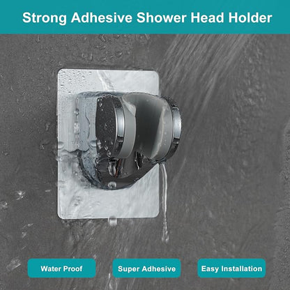 GwernKB Handheld Shower Head with Hose and On Off Switch,Water Saving | 3 Mode High Pressure Spray,for RV Camper,Bathroom,No Drilling Wall Mount Adhesive Shower Holder,Hose Guide Ring,Silver