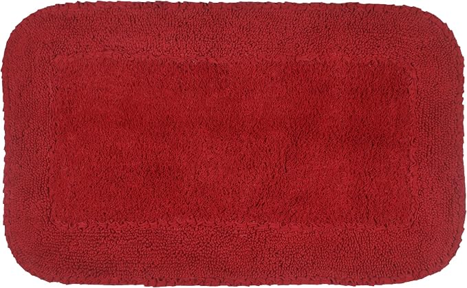 Home Weavers Radiant Collection 100% Cotton Bathroom Rugs Set, Washable Rug, Soft Cotton Extra Soft and Absorbent Bath Rug, Kitchen Mat, Bath Mat Set, Bath Floor Mat Non Slip, 21"x34" Rectangle, Red
