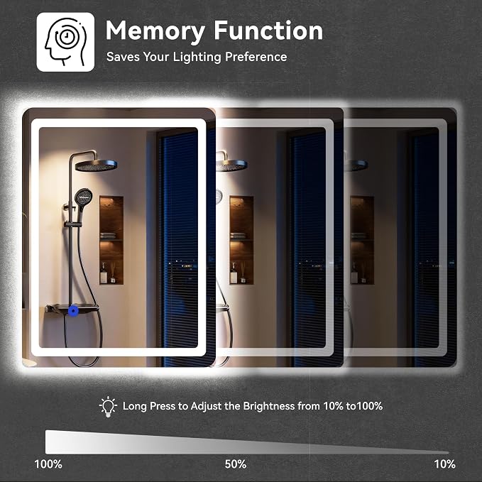 20“ x 28” LED Smart Mirror for Bathroom, Rectangle Mirror with Three Color Light Temperature Brightness Settings,Backlit + Front Lit,Wall-Mounted Vanity Mirror with Memory Function