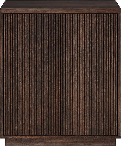 Henn&Hart 28" Fluted Wooden Accent Cabinet, Ribbed Modern Sideboard Buffet Cabinet with 2 Doors and an Adjustable Shelf for Living Room, Dining Room, Bedroom or Entryway, Warm Brown