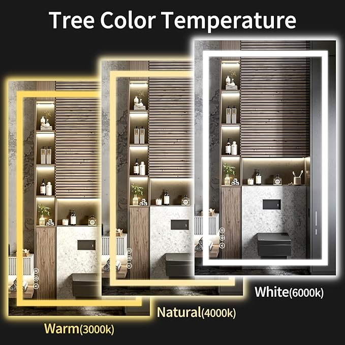 30"x48" LED Bathroom Mirror with Lights | Dimmable，Anti-Fog，Bathroom Vanity Mirror for Wall, Backlit + Front Lit, Memory Function, Shatter-Proof, Tempered Glass