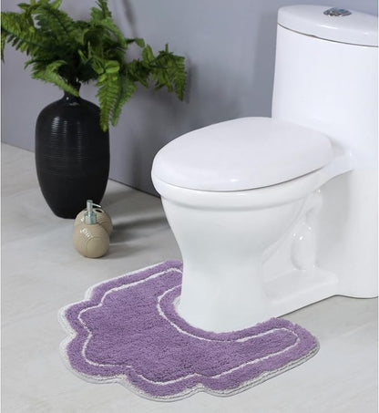 Home Weavers Allure Collection Toilet Rugs U Shaped,Extra Thick Toilet Rug, Non-Slip Contour Mat for Bathroom,100% Cotton Soft, Absorbent Water, Machine Washable, 20"x20" Contour, Purple