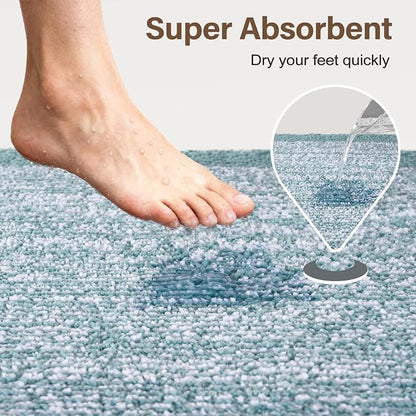 Bathroom Rugs 40x24 Non Slip Washable, Dusty Blue Bath Mat for Bathroom Floor Tub, Soft Absorbent Quick Dry Mats for Shower, Bathtub,Home Decor