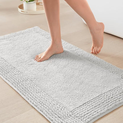 Madison Park Splendor Reversible 100% Cotton Bath Rug, 24 x 36, Grey | Tufted Bathroom Mat, 3000 GSM, Hotel Quality, Luxurious Plush, Medium Pile, Absorbent, Quick Dry, OEKO-TEX, Shower Room Décor