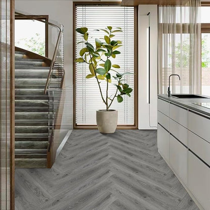 Peel and Stick Floor Tile Wood Plank Look, Self-Adheisve Vinyl Flooring | Grey, 20-Pack 30 Sq.Ft, Floor Tiles Peel and Stick Waterproof for Bathroom Kitchen RV Renter, 36x6inch