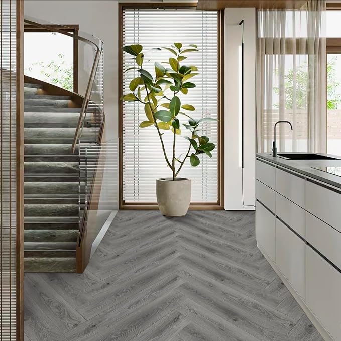 Peel and Stick Floor Tile Wood Plank Look, Self-Adheisve Vinyl Flooring | Grey, 40-Pack 60 Sq.Ft, Floor Tiles Peel and Stick Waterproof for Bathroom Kitchen RV Renter, 36x6inch