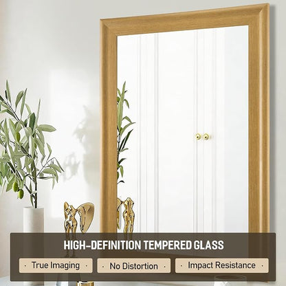 Natural Wall Mirror for Bathroom,Rectangle 24 x 36 inch Vanity Mirrors | Hanging Mirror with Wood Grain Frame for Living Room,Bedroom,Entryway