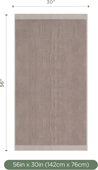 Martex Restore Sculpted Stripe Bath Towel – Soft, Absorbent, Moisture-Wicking and Quick to Dry – Lightweight for Everyday Use – Comfortable Feel with Convenient Loop for Hanging – 30" x 56" – Tan