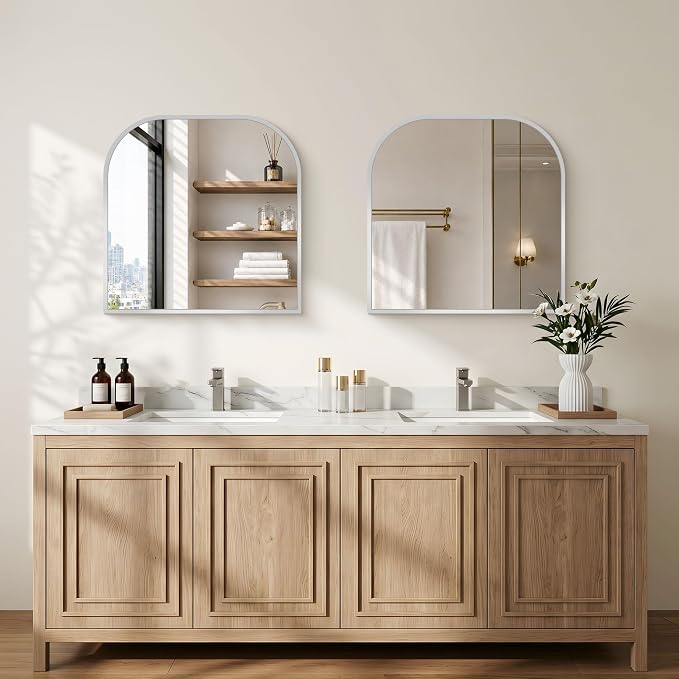 COFENY Bathroom Mirror, 30x30 inch Silver Square Wall Mounted Mirror with Thin Frame, Bathroom Vanity Mirrors for Over Sink, Entryway, Living Room, Bedroom