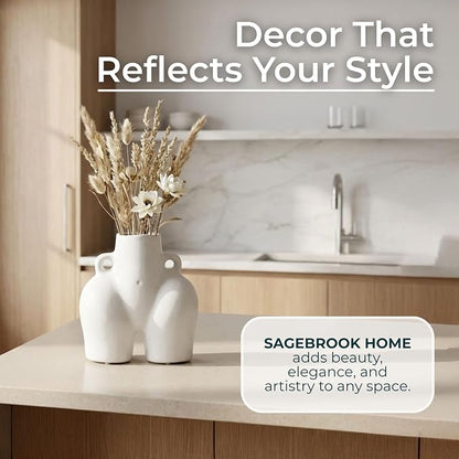 Decorative Half Body Ceramic Vase for Living Room Decor and Home Accents - Perfect for House and Table Decor Displays - Modern Flower Vase for Room, Bedroom, or Office Decor - 8", White