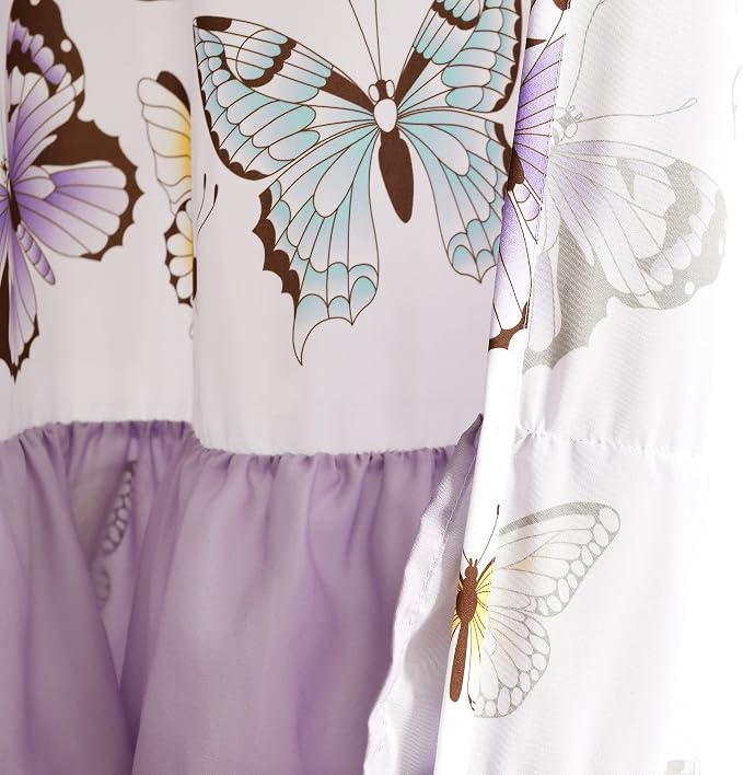 Lush Decor Flutter Butterfly Shower Curtain, 72" x 72", Lilac