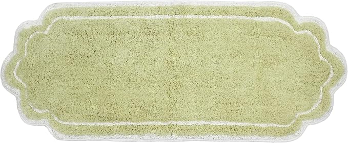 Home Weavers Allure Collection 100% Cotton Tufted Bathroom Rug, Soft and Absorbent Bath Rugs, Non-Slip Bath Carpet, Machine Wash Dry Bath Mats for Bathroom Floor, 21"x54" Runner, Green