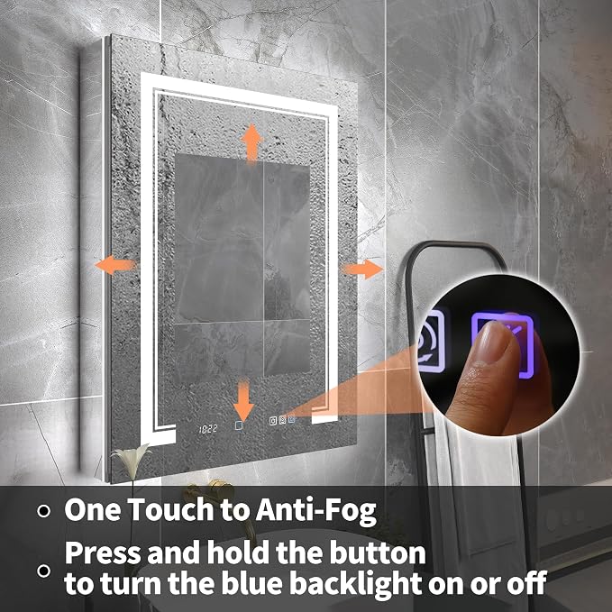 24x32-Inch Lighted Medicine Cabinet with Mirror,Removable 5X Magnificer | GFCI 1800W Outlet,Soft-Closed,Front&Backlit,Anti-Fog,Dimmable&Tunable,Sensor LED,Recessed/Surface,Adjustable Shelves