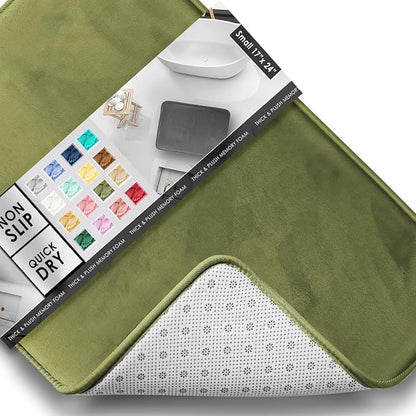 Clara Clark Bathroom Rugs, Velvet Memory Foam Bath Mat, Non-Slip, Machine Washable Bath Rugs - Dries Quickly, Ultra Soft Plush Bath Mats for Bathroom, 17 x 24, Sage Green
