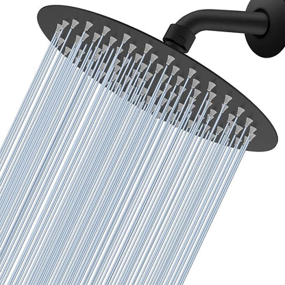 Voolan High Pressure Rain Shower Head - Rainfall Shower head Made of All Metal Stainless Steel - Comfortable Shower Experience Even at Low Water Flow (8 Inch, Black)