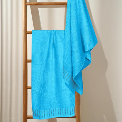 Cotton 2 Pack Oversized Bath Towel Set 28x55 inches, Large Bath Towels, Ultra Absorbant Compact Quickdry & Lightweight Towel, Ideal for Gym Travel Camp Pool - Turquoise Blue