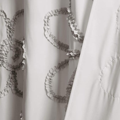 Lush Decor Light-Gray Ruffle Flower Polyester Shower Curtain (72" x 72")