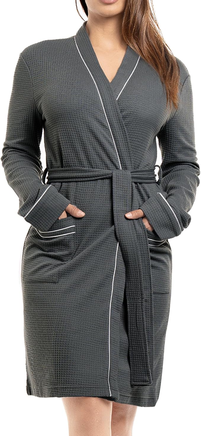 NY Threads Women's Robe Soft Knit Waffle Bathrobe Lightweight Knee-Length Loungewear