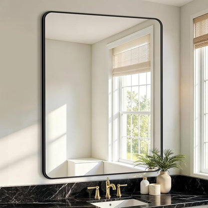 Vanity Bathroom Mirror, 40”x30” Black Bathroom Mirror for Over Sink | HD Tempered Glass, Anti-Rust Frame, Vertical or Horizontal, Wall Mirrors for Bathroom Sink, Living Room, Entryway, Bedroom