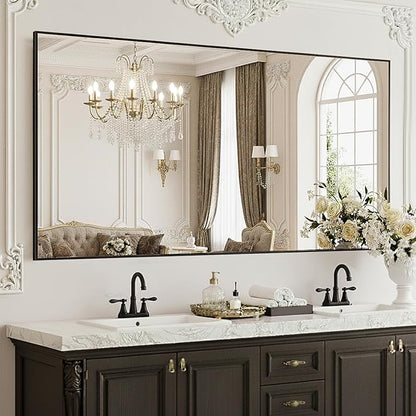 FICTOR Bathroom Vanity Mirror for Over Sink, 60" x 36", Black | Anti-Rust Frame, Shatterproof Tempered Glass, Vertical/Horizontal Wall Mounted Mirror for Bedroom, Entryway, Living Room