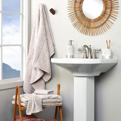 SKL Home CloudSoft Hand Towel Set, 2-Piece, 100% Cotton Luxury, Oatmeal | Premium spa-level quality. 600 GSM weight. Ultra plush & absorbent. For use in the bathroom, kitchen, bar or any sink space.