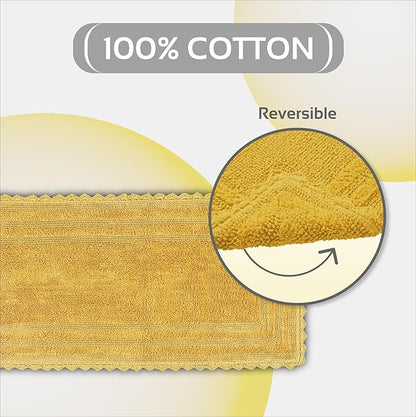 Better Trends Lilly Crochet Yellow Large Bath Mat & Long Bath Rugs, 100% Cotton & Reversible Bath Runner Rug, Absorbent Shower Rugs for Bathroom, Washable Bath Rugs - 20 x 60 Runner Rug