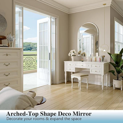 Frameless Arched Mirror, 18"x26" Beveled Arch Vanity Mirrors | Frameless, 15mm beveled edge, 5mm HD glass, shatterproof, anti-rust, french cleat, for bathroom/bedroom/entryway