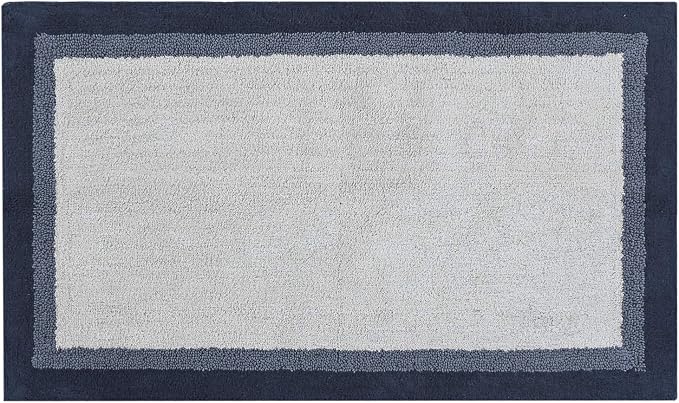 Madison Park Amherst Tufted Bath Rug Cotton Non-Slip, 27 x 45, Navy | Quick Dry, Ultra Soft, Pile, Machine Washable, Absorbent, OEKO-TEX Certified