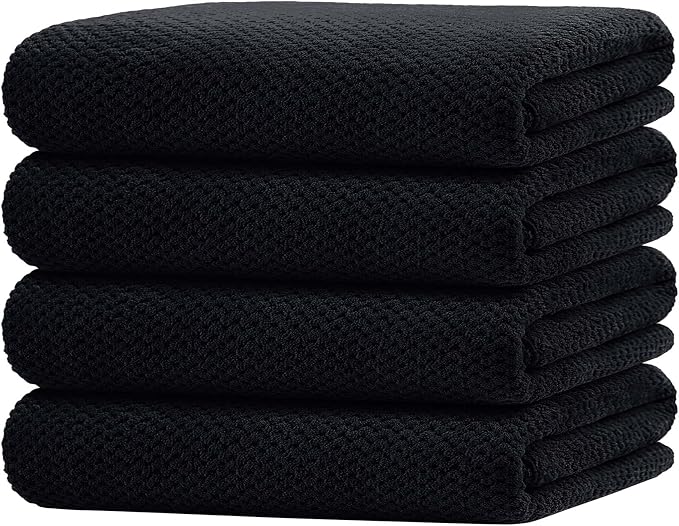 HOMEXCEL 4PK Bath Towel Set, 30x60 in, Absorbent Large Towels for Bathroom | Ultra Soft, Lightweight, Quick Dry Towels for Pool, Beach, Swim, Yoga, SPA, Black