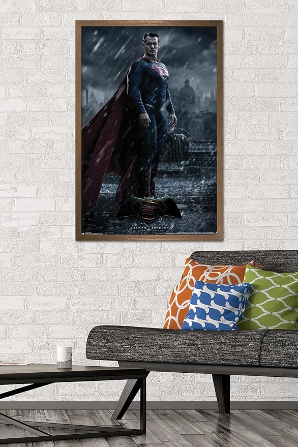 Trends International DC Comics Movie - Batman v Superman - Superman Wall Poster, 22.375" x 34", Bronze Framed Version