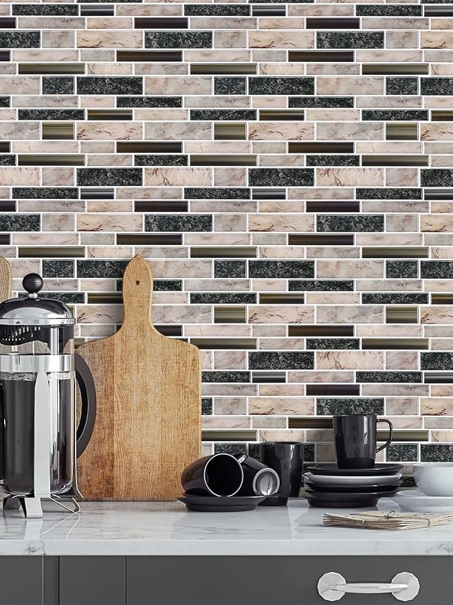 STICKGOO Thicker Design Peel and Stick Tile Backsplash, 12”×12”Stick on Backsplash for Kitchen, Self Adhesive Tile for Kitchen Backsplash and Bathroom(10 Sheets, Gray)
