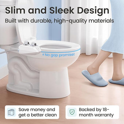 LUXE Bidet NEO 120 PLUS - Patented Non-Electric Bidet Attachment, Chrome | Non-Electric, Single Nozzle, Slide-In Install, 360° Self-Clean, EZ-Lift to Clean, Rear Wash