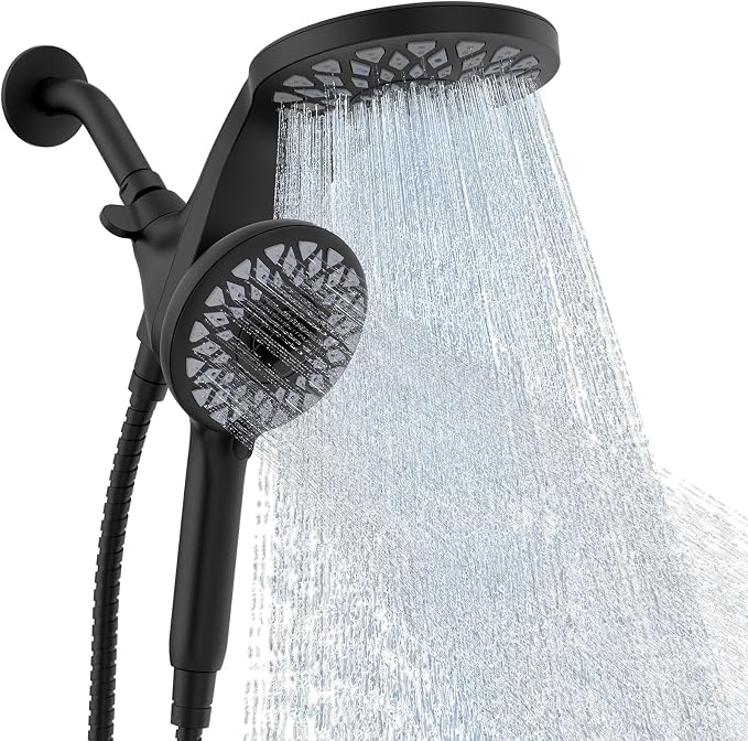 High Pressure Rain Shower Head with Handheld Spray Combo | Detachable Dual Shower Head with 10 Sprays Modes - Upgrade Knob Spray Mode Selector and Magnetic Guidance Docking System