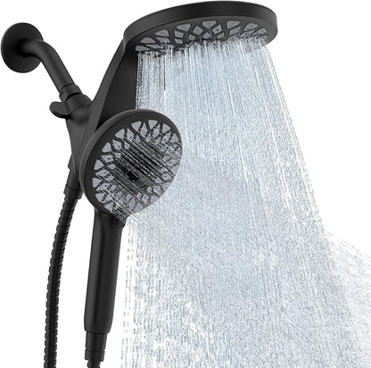 High Pressure Rain Shower Head with Handheld Spray Combo | Detachable Dual Shower Head with 10 Sprays Modes - Upgrade Knob Spray Mode Selector and Magnetic Guidance Docking System
