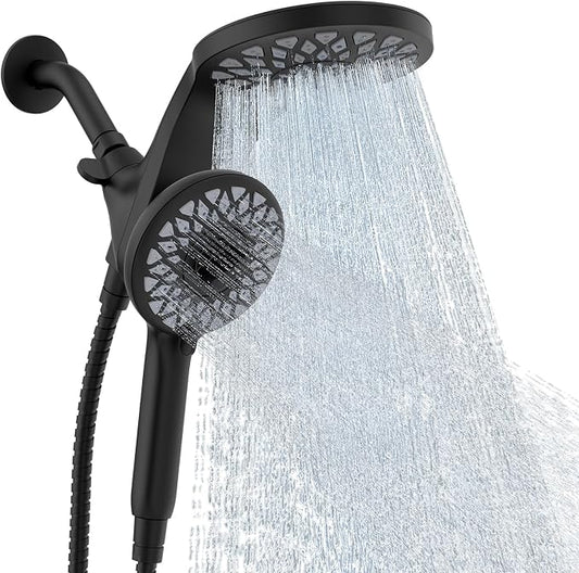 High Pressure Rain Shower Head with Handheld Spray Combo | Detachable Dual Shower Head with 10 Sprays Modes - Upgrade Knob Spray Mode Selector and Magnetic Guidance Docking System