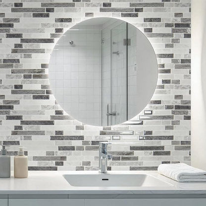 Art3d Linear Tile Peel and Stick Backsplash, 10-Sheet, Multi-Tone Gray | 12 x 12 Inch, Enhanced Thickness, Warp Resistant, Strong Adhesion, Sturdy, for Kitchen, Bedroom, Ideal for Home Improvement