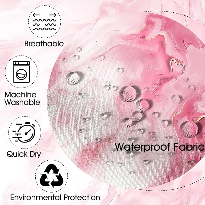 Mocsicka Shower Curtains for Bathroom, Pink Marble Shower Curtain for Bathroom, Pink and White Shower Curtain Modern Art Decor Waterproof Fabric Bath Curtain for Modern Bath Decor, 72 X 72 Inch