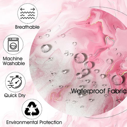 Mocsicka Shower Curtains for Bathroom, Pink Marble Shower Curtain for Bathroom, Pink and White Shower Curtain Modern Art Decor Waterproof Fabric Bath Curtain for Modern Bath Decor, 72 X 72 Inch