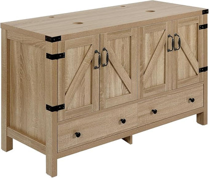 48 Inch Natural Color Bathroom Vanity, Rustic Fixture Standing Pedestal Cabinet Without Sink
